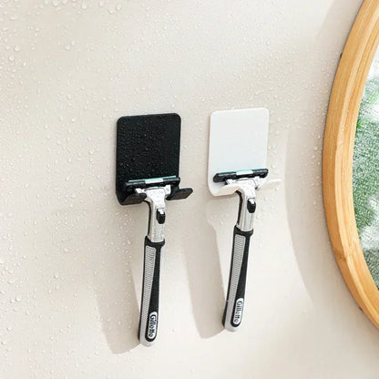 Punch-Free Wall Razor Holder — 1/2/4/6-Pack Adhesive Shaver Rack, Bathroom Organizer Hook