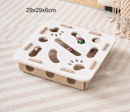 Interactive Felt Cat Puzzle Maze Toy Kit with Bell Balls & Scratch Boards