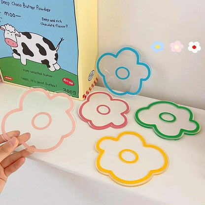 Flower Coasters Acrylic Waterproof Heat Insulation Anti Slip Coffee Cup Mats Cute Flowers Pads Kitchen Tableware Pad Decoration