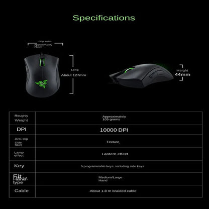 Wired Gaming Mouse 6400 DPI Right-Hand Ergonomic USB Esports Mouse with 5 Buttons