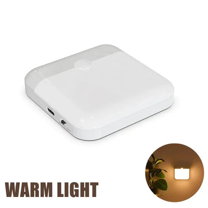 Motion Sensor LED Night Light - USB Type-C Rechargeable Square Lamp for Bedroom, Kitchen, Stair, Hallway, Wardrobe, Cupboard