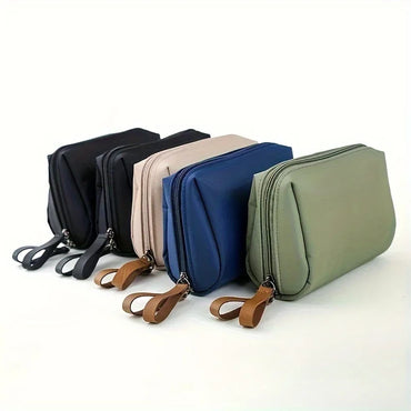 Small Solid Color Portable Makeup Bag - Waterproof Travel Cosmetic Pouch Organizer