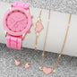 5/6-Piece Women's Quartz Watch & Jewelry Gift Set - Silicone Band, 38mm (1.50 in)