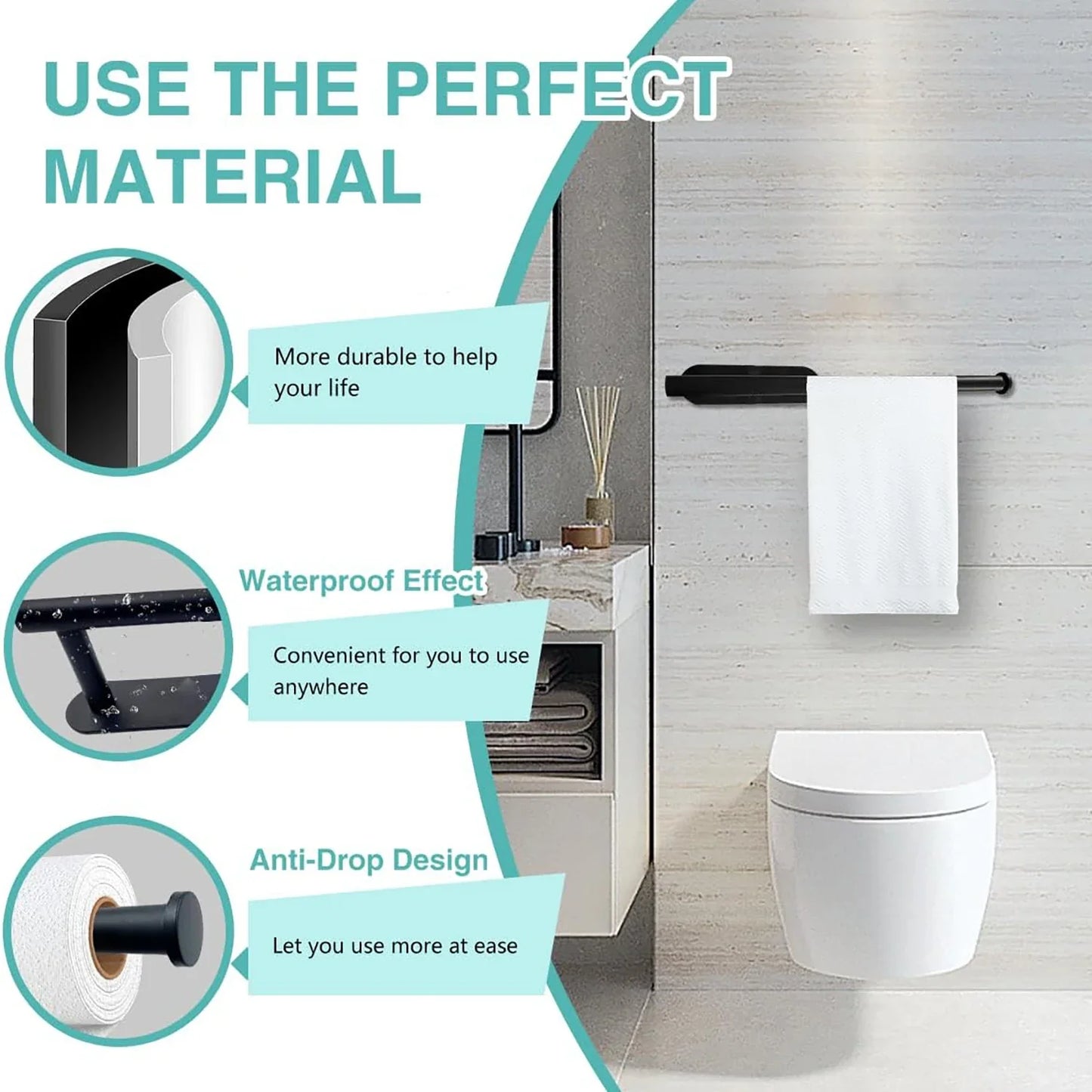 Adhesive Paper Towel & Toilet Roll Holder - Wall-Mount Tissue Dispenser for Kitchen and Bathroom Cabinet Storage