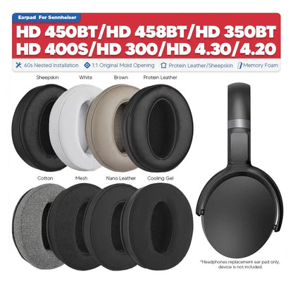 Replacement Memory Foam Ear Pads for Over-Ear Headphones - Soft Leather Ear Cushions, Self-Adhesive (1 Pair)