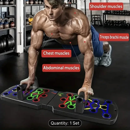 Adjustable Foldable Push-Up Board with Handles – Home Workout Stand for Chest, Triceps, Core & Strength Training