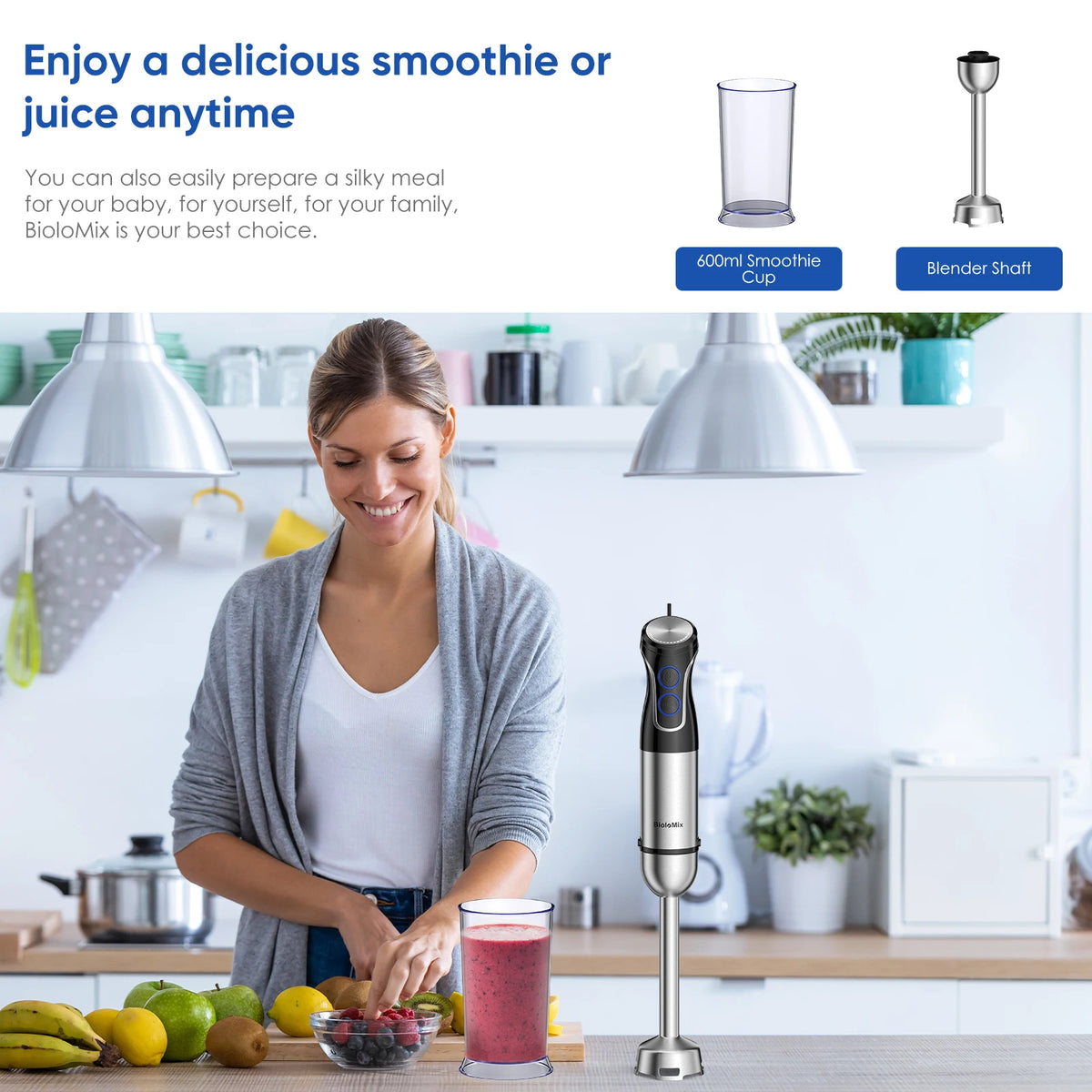 BioloMix HB-3315 5-in-1 Immersion Blender, 1500W