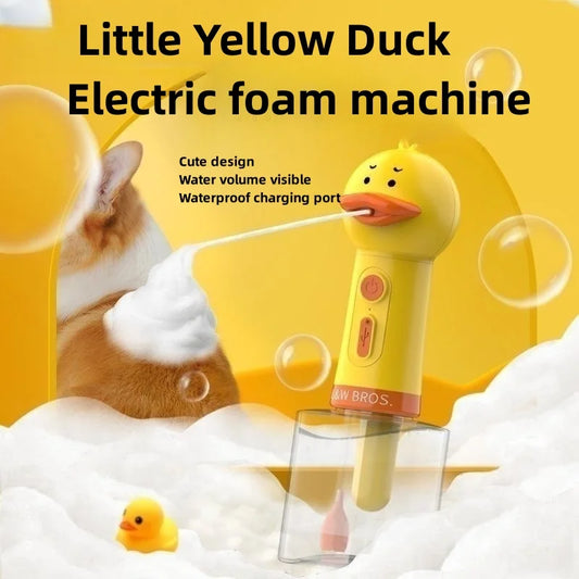 Cute Yellow Duck USB Rechargeable Foam Soap Dispenser for Pet Bathing – Automatic Pet Shampoo Foamer