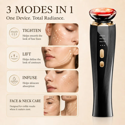 3-Mode LED Red Light Therapy Facial Massager Wand – Handheld Face & Neck Skincare Device for Home Spa