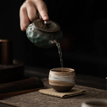 Japanese-Style Handmade Rough Pottery Tea Cup Ceramic Kung Fu Single Cup Antique Style Gift