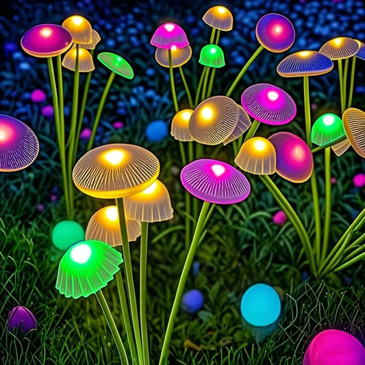 Solar Mushroom Garden Lights Dual-Mode LED Waterproof Pathway & Patio Decor (Jellyfish Style)