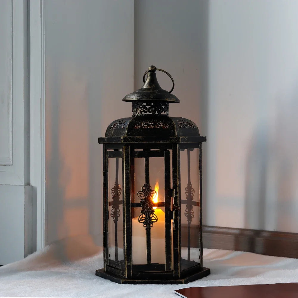 Vintage Nordic Metal Hanging Candle Lantern – Indoor & Outdoor Decor