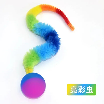 Interactive Cat Toy Colorful Bouncing Caterpillar Teaser Ball for Indoor Cats