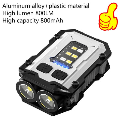 Mini USB Rechargeable LED Flashlight — COB + LED, Magnetic, 8 Modes
