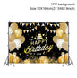Gold Glitter Happy Birthday Party Backdrop For Photo Black  Happy Birthday Adult Theme Party Decoration Supplies DIY Backdrops