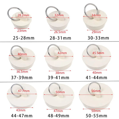 Universal Rubber Sink & Bathtub Drain Stopper Plug — Leakproof Floor Drain Strainer, White