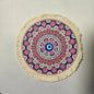 Woven Persian Flower Mouse Pad 9.1 x 7.1 in (23 x 18 cm) Non-Slip Rubber Desk Mat with Fringe — Retro Style