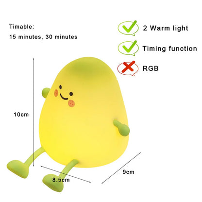 Capybara & Mango LED Night Light for Kids — Touch Sensor Rechargeable USB Dimmable RGB Lamp with Timer