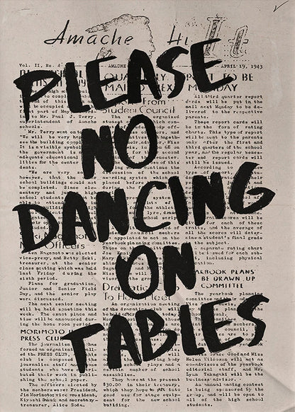 Typography Art Poster PLEASE DO NOT DANCING ON THE TABLE 70s Wall Print Trendy Quote Prints Retro Trippy Wall Art Canvas Poster