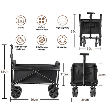 Heavy-Duty Foldable Portable Utility Cart — 4-Wheel Collapsible Wagon for Camping, Beach & Shopping