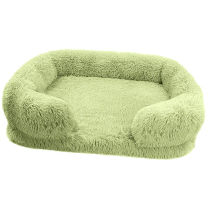 Plush Dog Bed with Removable Cover – Thickened Winter Pet Sofa Pad, Square, Small & Large