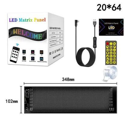 RGB LED Matrix Panel for Car & Truck — Programmable Bluetooth App-Controlled Scrolling Display (16x32, 16x64, 20x64, 16x96)