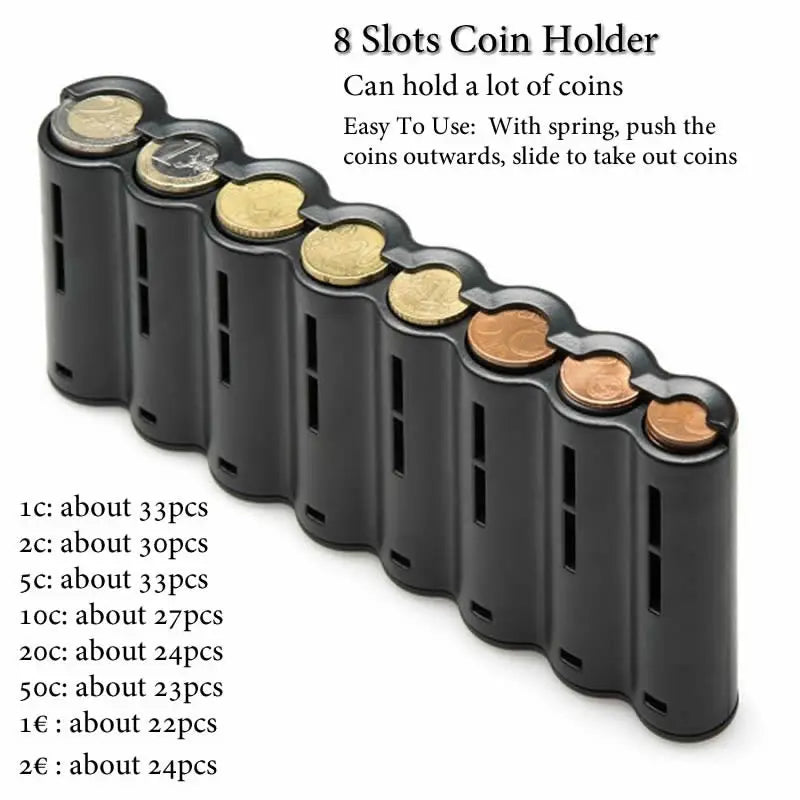 Euro Coin Wallet Fanny Pack 6-Pocket Cashier Waist Bag with 8-Slot Coin Dispenser
