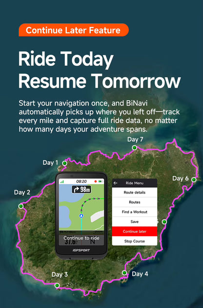 iGPSPORT BiNavi GPS Bike Computer - Touchscreen Map Navigation, 35hr Battery, IPX7, iClimb 3.0, Route Planning