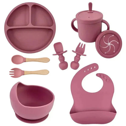 Food Grade Silicone Baby Feeding Dish Set Suction Plate Cup