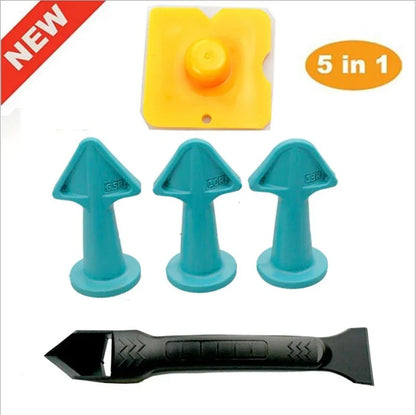 5-Piece Caulking Nozzle Applicator Set – 3 Radius Finishing Tools for Silicone, Grout, Tile & Brick Joints