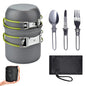Portable 1-2 Person Aluminum Camping Cookware Set – Foldable Pot, Lid & Utensils