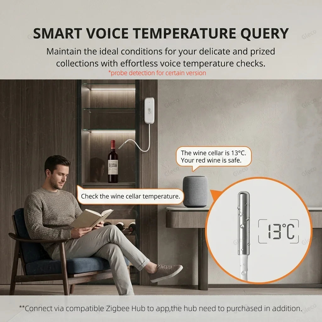 Zigbee Smart Thermometer Hygrometer With Probe Detect Pool Fridge Freezer Liquid Temperature Sensor For 2MQTT TUYA Smart Life