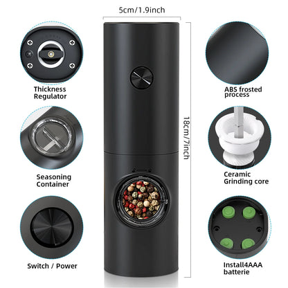 Electric Automatic Salt & Pepper Grinder Set — Battery-Powered Mill with LED Light & Adjustable Coarseness