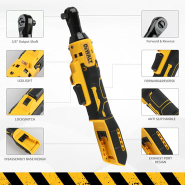 Cordless Brushless Ratchet Wrench — Compatible with 12V/18V/20V Batteries, Adjustable 0–45 ft‑lbs (0–61 Nm) Torque, 0–300 RPM, 3/8" (9.5 mm) & 1/2" (12.7 mm) Chucks