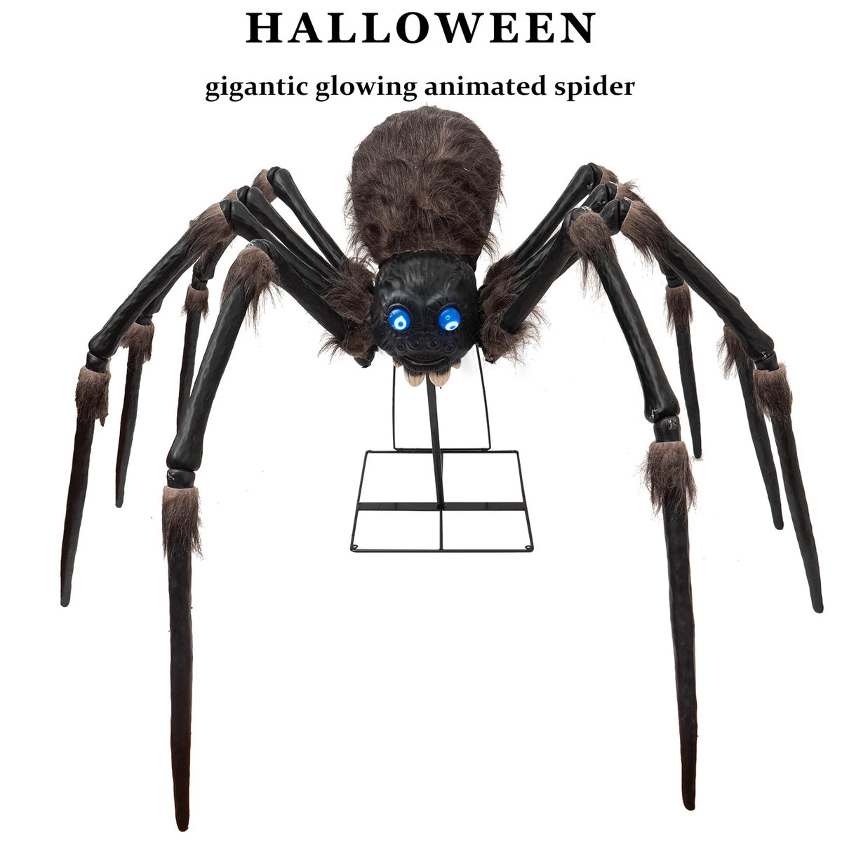 6.1 ft Animated Halloween Spider, Light-Up and Motion Activated