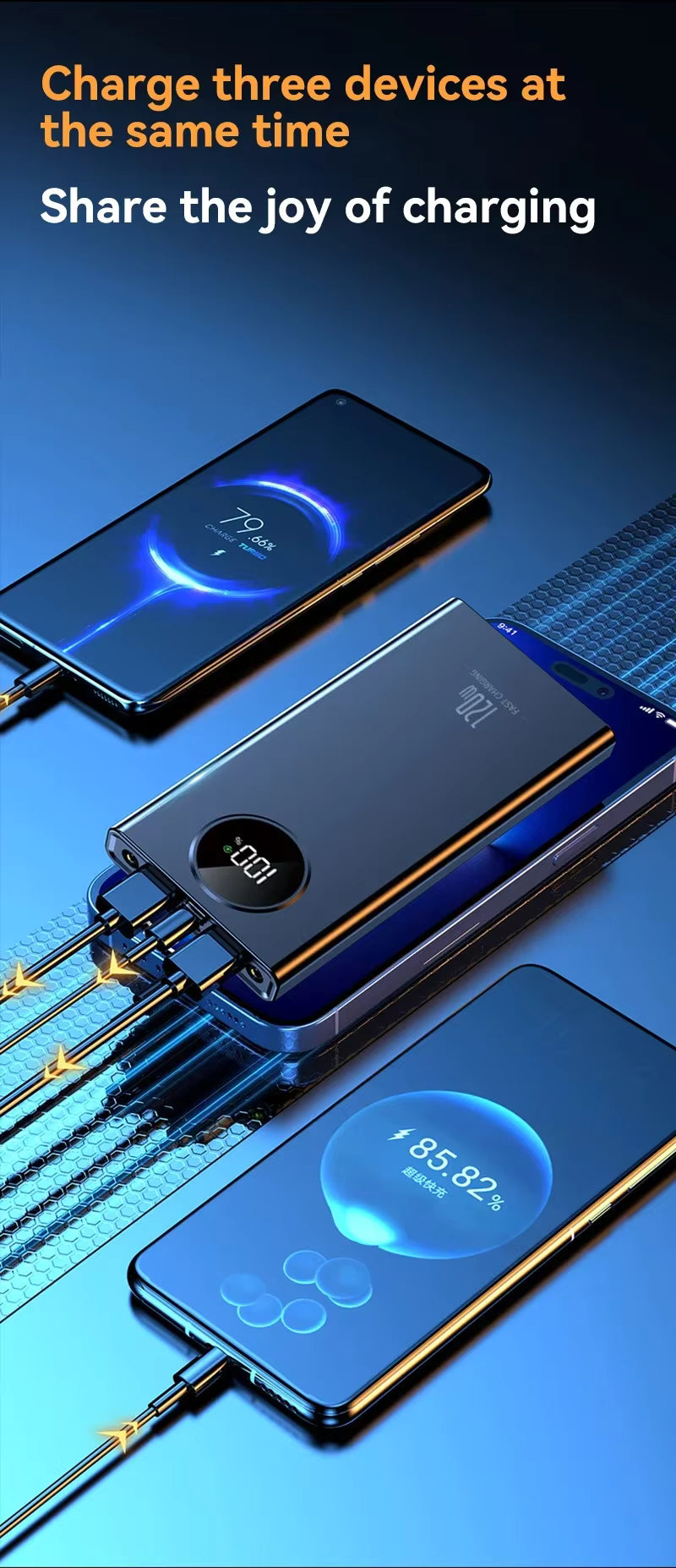 120W Power BankSuper Fast Charging 80000mah Ultra large Capacity For Mobile Power External Battery For iPhone Xiaomi Samsung