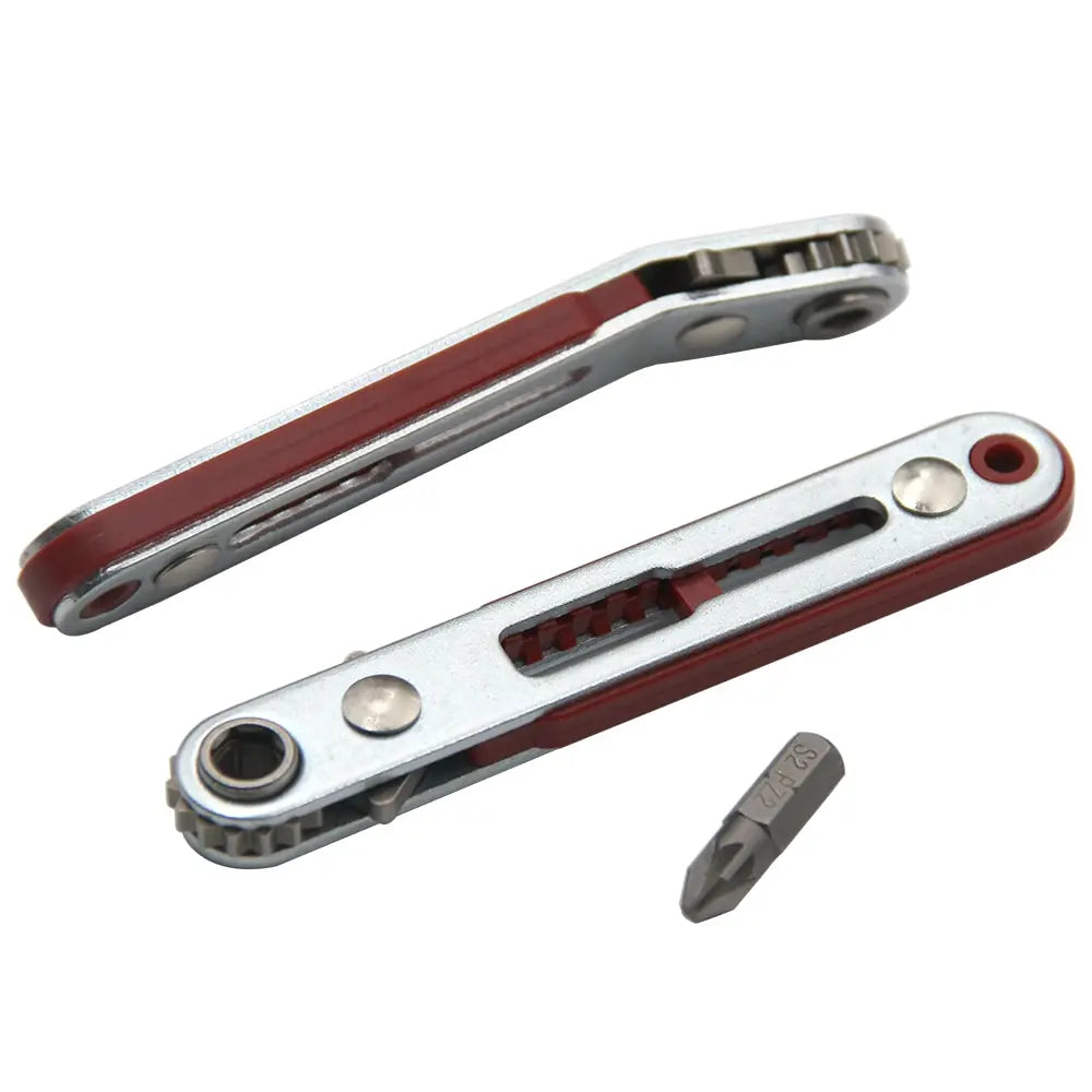 Bidirectional Ratchet Elbow Screwdriver 4.06 in (103 mm), Compact Multipurpose Handle for Flathead Phillips and Slotted Bits