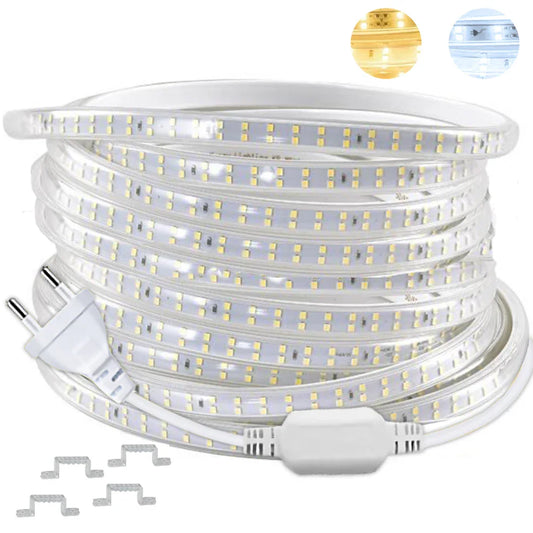 220V LED Strip 1-30m with EU Plug - Flexible Waterproof LED Tape IP65 for Home, Kitchen, Outdoor & Garden Lighting