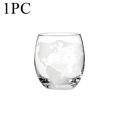 Creative Globe Decanter Set with Lead-free Carafe Exquisite Wood-stand and 2 Whisky Glasses Whiskey Decanter Globe Grade Gift