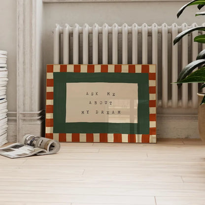 Retro Bedroom Wall Art, Checkered Wall Art, Mid Century Bedroom Print, Bedroom Prints, Ask Me About My Dream Print, Wall Art For