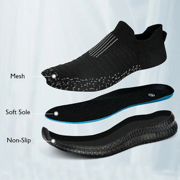 Breathable Men's Lightweight Slip-On Mesh Walking Sneakers - Non-Slip Vulcanized Sole