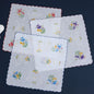 6-Pack Cotton Floral Handkerchiefs for Women, 28 cm (11 in) Scalloped Edge Pocket Towels & Wedding Napkins