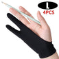 2-Finger Artist Drawing Glove for Tablet, Anti-Smudge Touchscreen Glove, Ambidextrous XS-S-M-L (14–18 x 19–22 cm / 5.5–7.1 x 7.5–8.7 in), 1/2/4-Pack