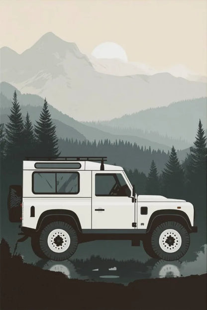 L-and-R-over Defender 90 Offroad Poster Classic Retro Automotive Poster Canvas Prints Classic Off-road Vehicle Aesthetic Print