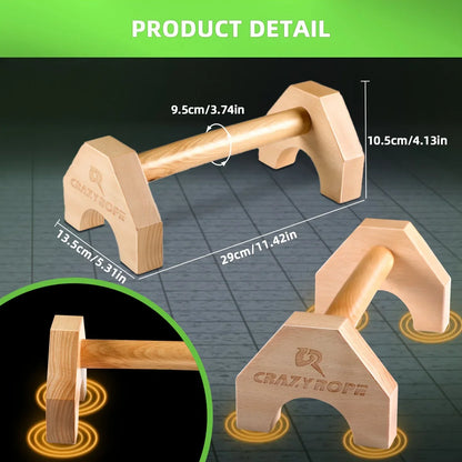 Pair Wooden Push-Up Bars – Portable Pushup Stands for Strength Training & Handstand Practice