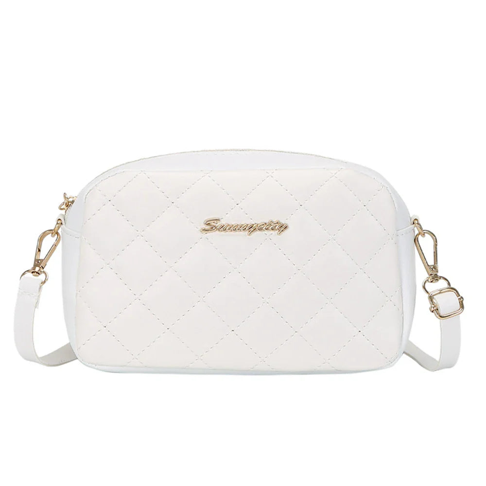 Tassel Small Messenger Crossbody Bag for Women – Lingge Embroidery Camera Shoulder Bag with Chain Strap (4.7 x 7.8 in / 12 x 20 cm)