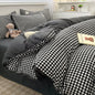 Nordic Plaid Washed Cotton Bedding Set - Duvet Cover + Pillowcases & Flat Sheet - Twin/Full/Queen/King