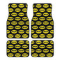 Moon Eyes Motorcycle Racing 4-Piece Car Floor Mats – Front 17.3×27 in (43.9×68.6 cm) & Rear 17.3×13.4 in (43.9×34.0 cm) Neoprene Rubber-Back All-Weather Mats