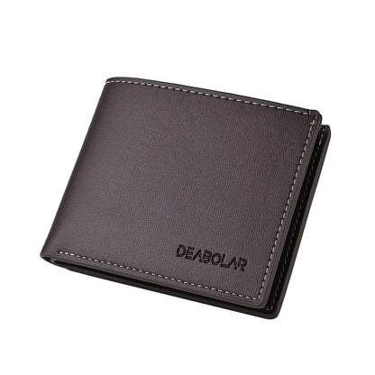 PU Leather Men's Slim Bifold Wallet - Thin Compact Folding Card Holder, Short Wallet (Black, Brown)