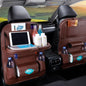 Car Seat Back Organizer with Foldable Table Tray – PU Leather Storage with Multiple Pockets & Kick Mats, Car Interior Accessories